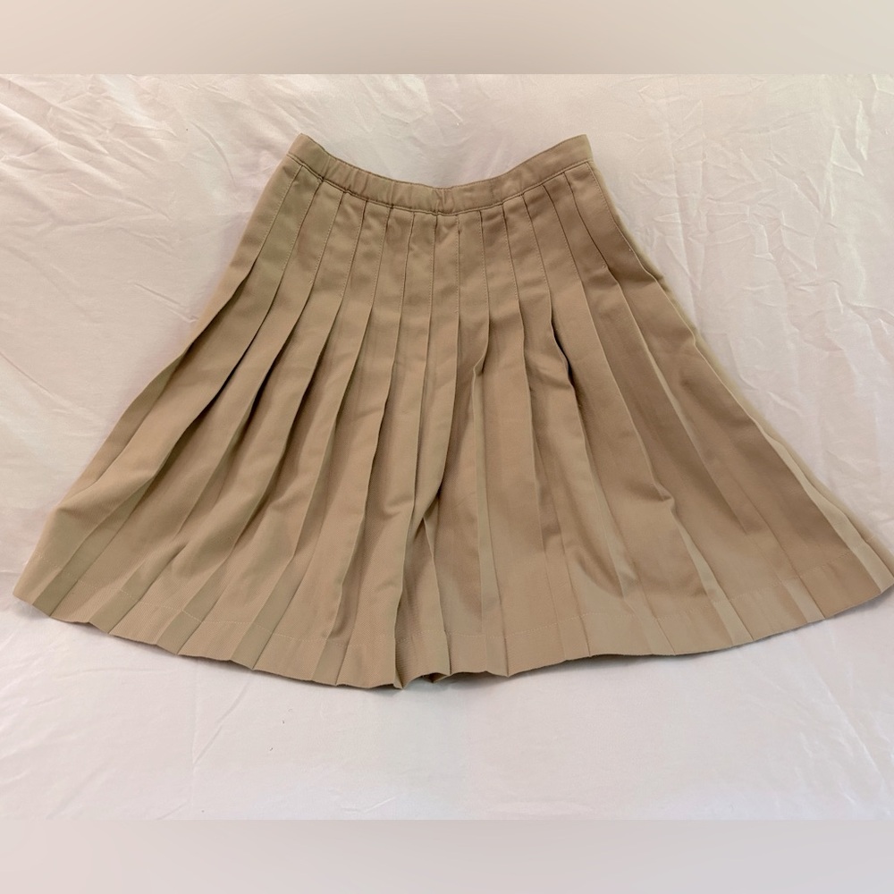 Lands’ End Khaki Pleated Uniform Skirt